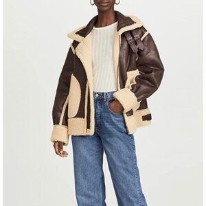 Brown Leather Jacket w/ Faux Fur